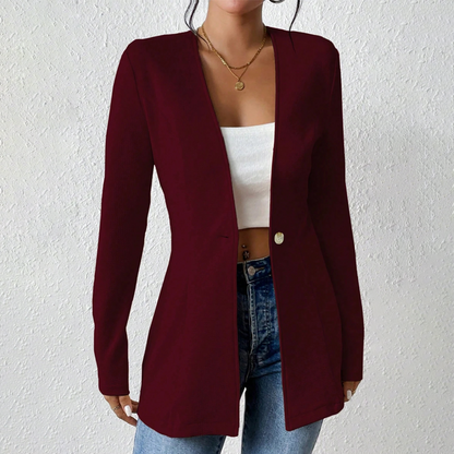 Women's One-Button Solid Color Blazer