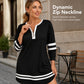 Women's Casual Striped Half-Zip Long Sleeve Dress