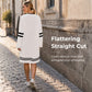 Women's Casual Striped Half-Zip Long Sleeve Dress