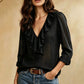 Women's Elegant V-Neck Ruffle Top