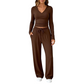 Women's V-Neck Long-Sleeve Top & Wide-Leg Pants Set