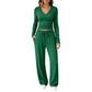 Women's V-Neck Long-Sleeve Top & Wide-Leg Pants Set