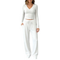 Women's V-Neck Long-Sleeve Top & Wide-Leg Pants Set