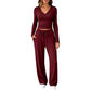 Women's V-Neck Long-Sleeve Top & Wide-Leg Pants Set