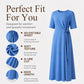 Women's Elegant Midi Dress with Adjustable Waist Tie