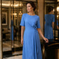 Women's Elegant Midi Dress with Adjustable Waist Tie