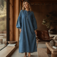 Women's Long Lantern Sleeve Maxi Denim Dress