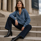 Women's Corduroy Half-Button Hooded Sweatshirt