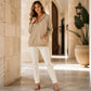 Women's Corduroy Half-Button Hooded Sweatshirt