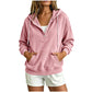 Women's Corduroy Half-Button Hooded Sweatshirt