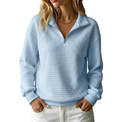 Women's Quilted Grid Half Zip Sweatshirt