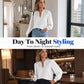 Women V Neck Lace Blouse Long Sleeve Swiss Dot Casual T Shirts Top