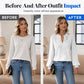 Women V Neck Lace Blouse Long Sleeve Swiss Dot Casual T Shirts Top