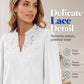 Women V Neck Lace Blouse Long Sleeve Swiss Dot Casual T Shirts Top
