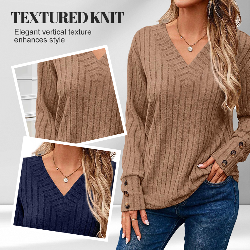 Women’s Casual V-Neck Long Sleeve Top