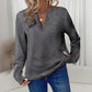 Women's Waffle V-Neck Long Sleeve Top