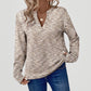 Women's Waffle V-Neck Long Sleeve Top