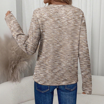 Women's Waffle V-Neck Long Sleeve Top