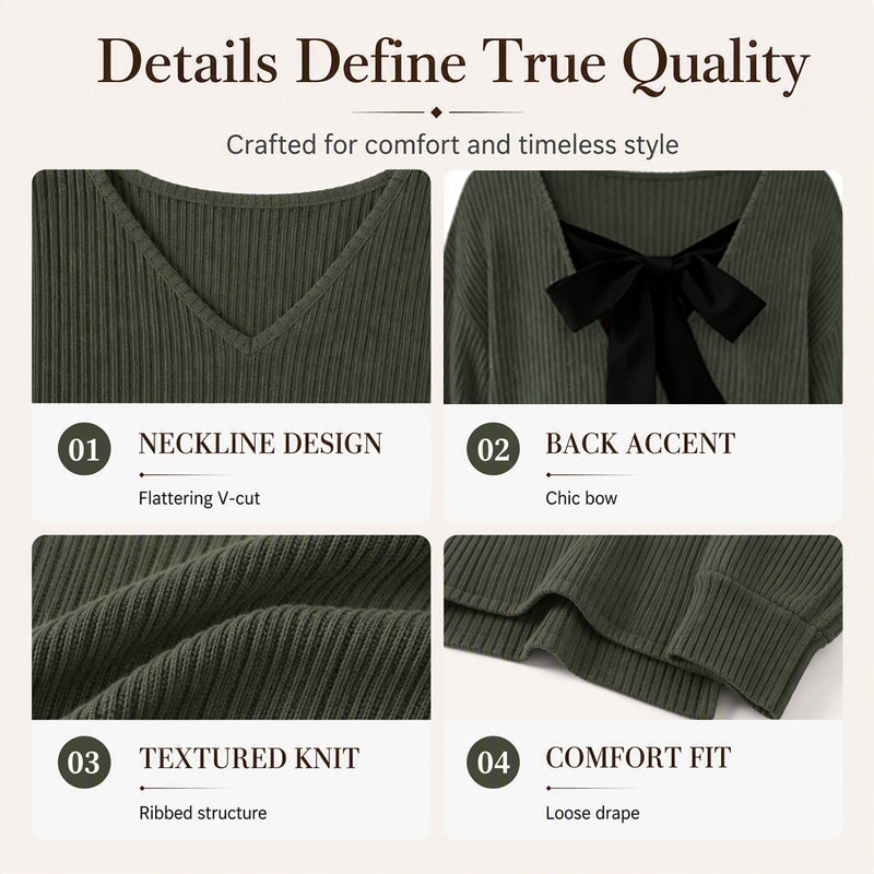 Women's Elegant Back Bowknot Knit Top