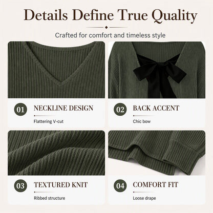 Women's Elegant Back Bowknot Knit Top