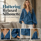Women's V-Neck Cotton Linen Top with Lantern Sleeves