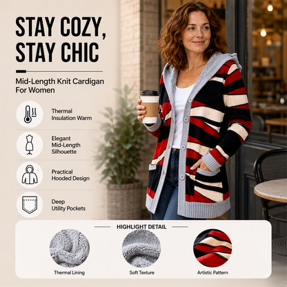 Women's Plush-Lined Hooded Knit Cardigan