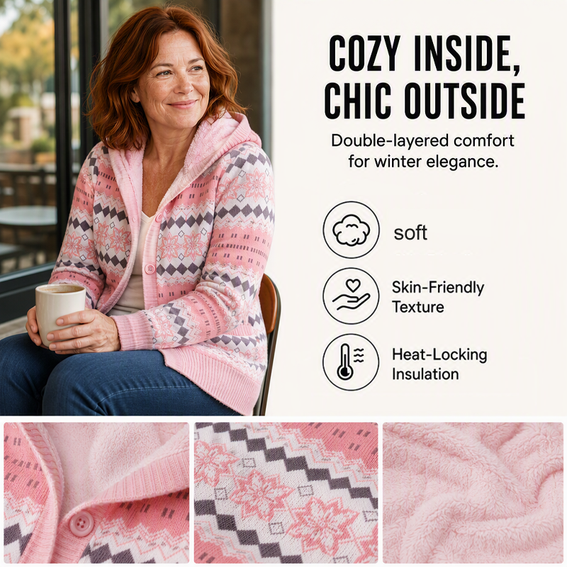 Women's Plush-Lined Hooded Knit Cardigan