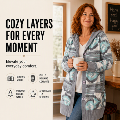 Women's Plush-Lined Hooded Knit Cardigan