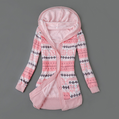Women's Plush-Lined Hooded Knit Cardigan