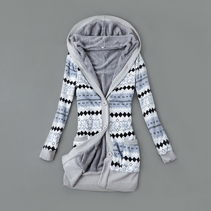 Women's Plush-Lined Hooded Knit Cardigan