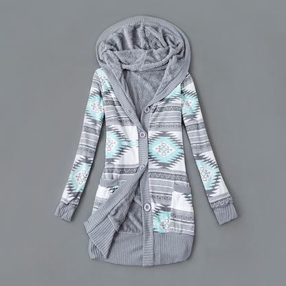 Women's Plush-Lined Hooded Knit Cardigan