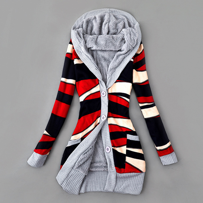 Women's Plush-Lined Hooded Knit Cardigan