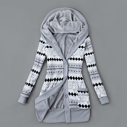 Women's Plush-Lined Hooded Knit Cardigan