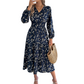 Women's Floral V-Neck Smocked Waist Ruffle Dress