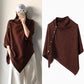 Women's Cozy Asymmetrical Poncho with Button Details