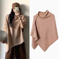 Women's Cozy Asymmetrical Poncho with Button Details