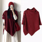 Women's Cozy Asymmetrical Poncho with Button Details