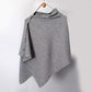 Women's Cozy Asymmetrical Poncho with Button Details