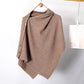 Women's Cozy Asymmetrical Poncho with Button Details