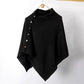 Women's Cozy Asymmetrical Poncho with Button Details