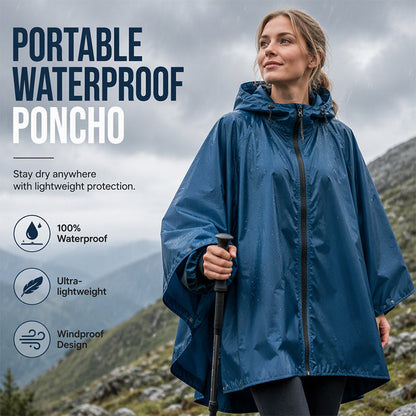 Unisex Waterproof Lightweight Hooded Rain Poncho