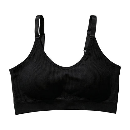 Seamless Ribbed Bralette with Adjustable Straps and Removable Cups