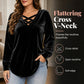 Women's Velvet Criss Cross V-Neck Top