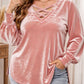 Women's Velvet Criss Cross V-Neck Top