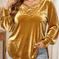 Women's Velvet Criss Cross V-Neck Top