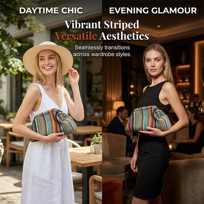 Women's Woven Stripe Clutch Bag