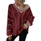 Women's Loose Casual V-Neck Striped Sweater