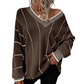 Women's Loose Casual V-Neck Striped Sweater