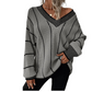 Women's Loose Casual V-Neck Striped Sweater
