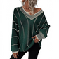 Women's Loose Casual V-Neck Striped Sweater